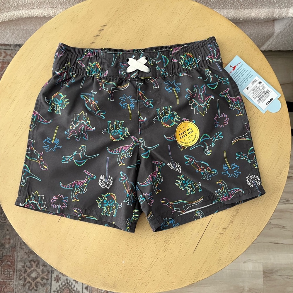 NWT Cat & Jack Toddler Boys Dinosaur Swim Shorts - Size 3T
